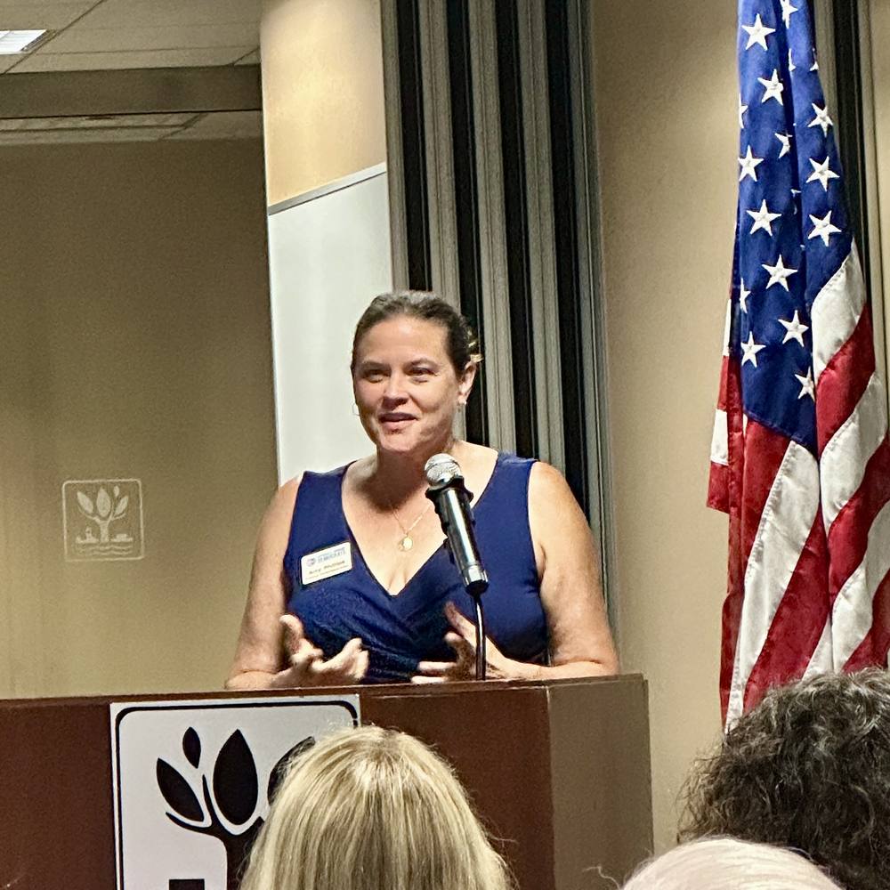 Amy Phillips speaking at a campaign event