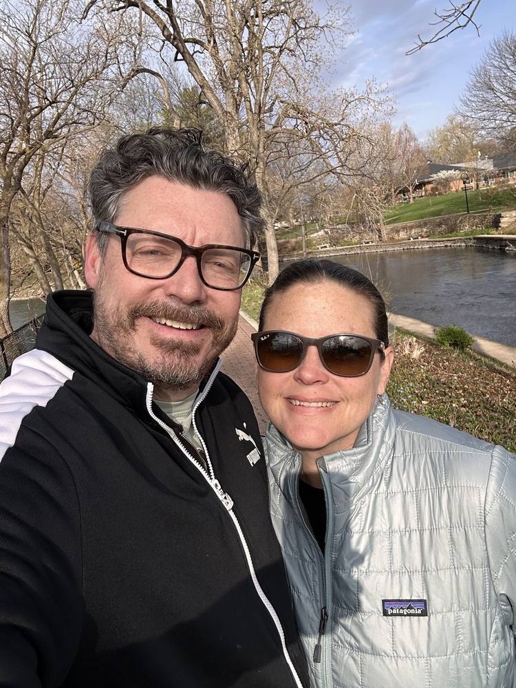 Amy Phillips and her husband David along the Naperville Riverwalk